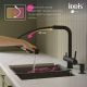 Смеситель для кухни IDDIS Umbra UMBBLPFi05 с выдвижным изливом и каналом для фильтра, черный матовый