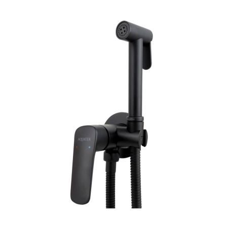 Гигиенический душ встроенный (cмеситель + гигиеническая лейка + шланг) Aquatek Вега, матовый черный AQ1019MB Гигиенический душ встроенный (cмеситель + гигиеническая лейка + шланг) Aquatek Вега, матовый черный AQ1019MB