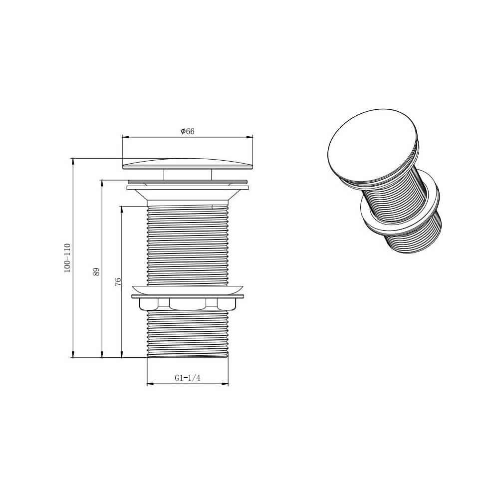 Донный клапан без перелива Aquatek AQ6000CR хром