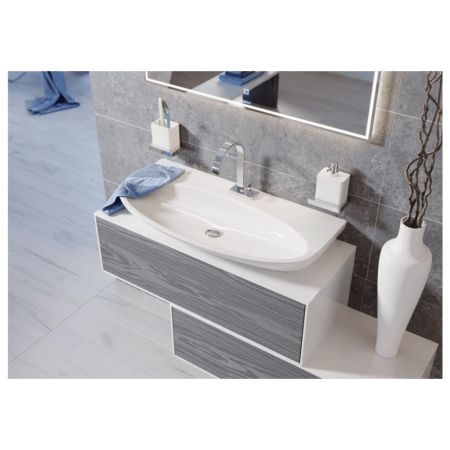 Тумба подвесная Genesis 120 GEN0112MG миллениум серый + умывальник Escape 90