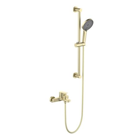 Смеситель для ванны с душевым набором Aquatek Лугано AQ1748BG, золото шлифованное