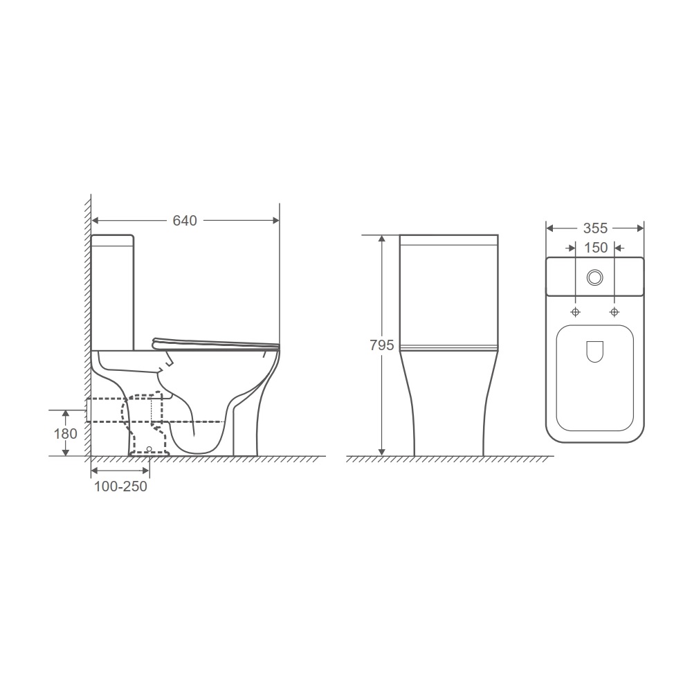 Унитаз напольный безободковый Aquatek Optima T Square AQ4421-00, тонкое сиденье микролифт, смыв торнадо