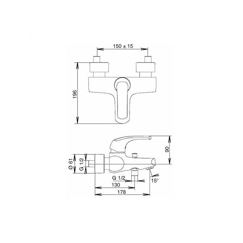 Смеситель для ванны с душем Jacob Delafon Nateo E71251-CP, хром РАСПРОДАЖА выставочный экземпляр