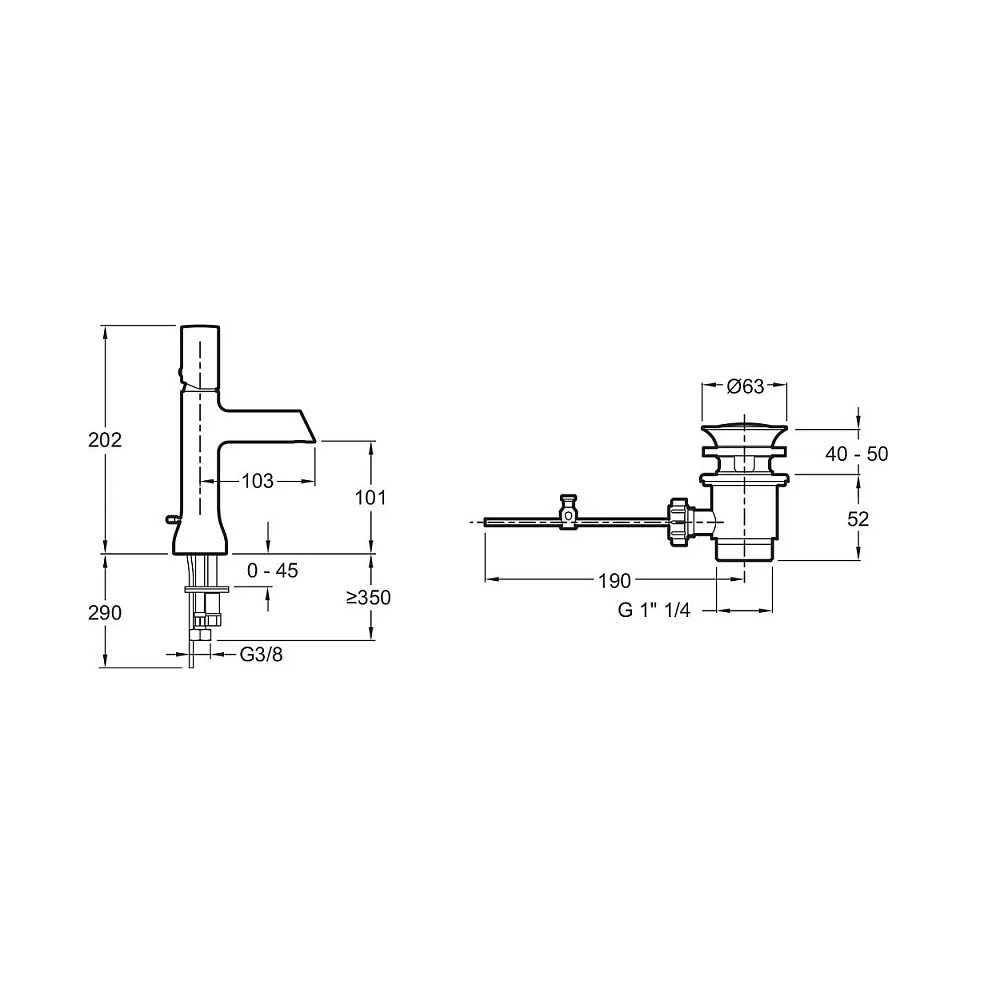 Смеситель для раковины Jacob Delafon Toobi E8959-CP с донным клапаном, хром РАСПРОДАЖА витринный экземпляр