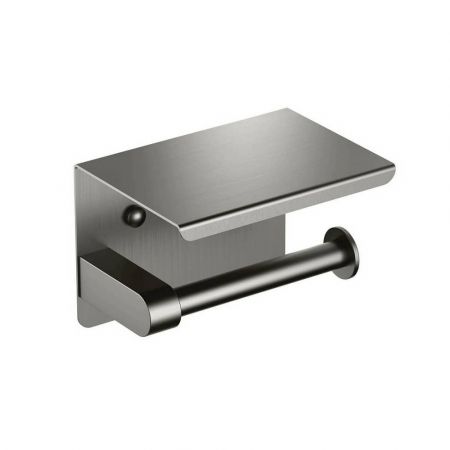 Бумагодержатель с полкой Aquatek Европа AQ4939BGM, черный шлифованный хром