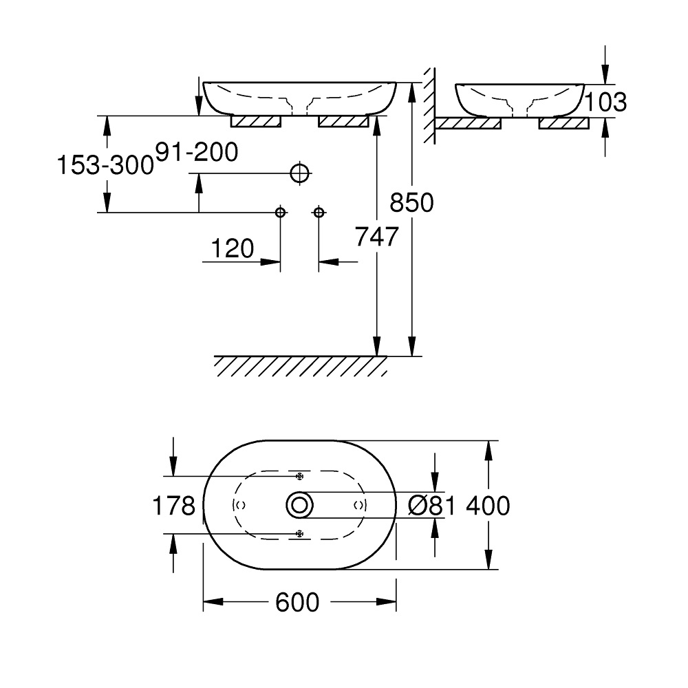 Раковина GROHE Essence Ceramic 60 см 3960800H РАСПРОДАЖА витринный экземпляр