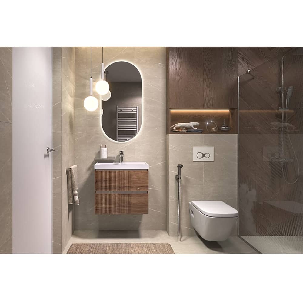 Подвесная тумба Velvex Mondi 600-0-2 (Madera Classica Slim) акация темная с раковиной Classica Slim 60