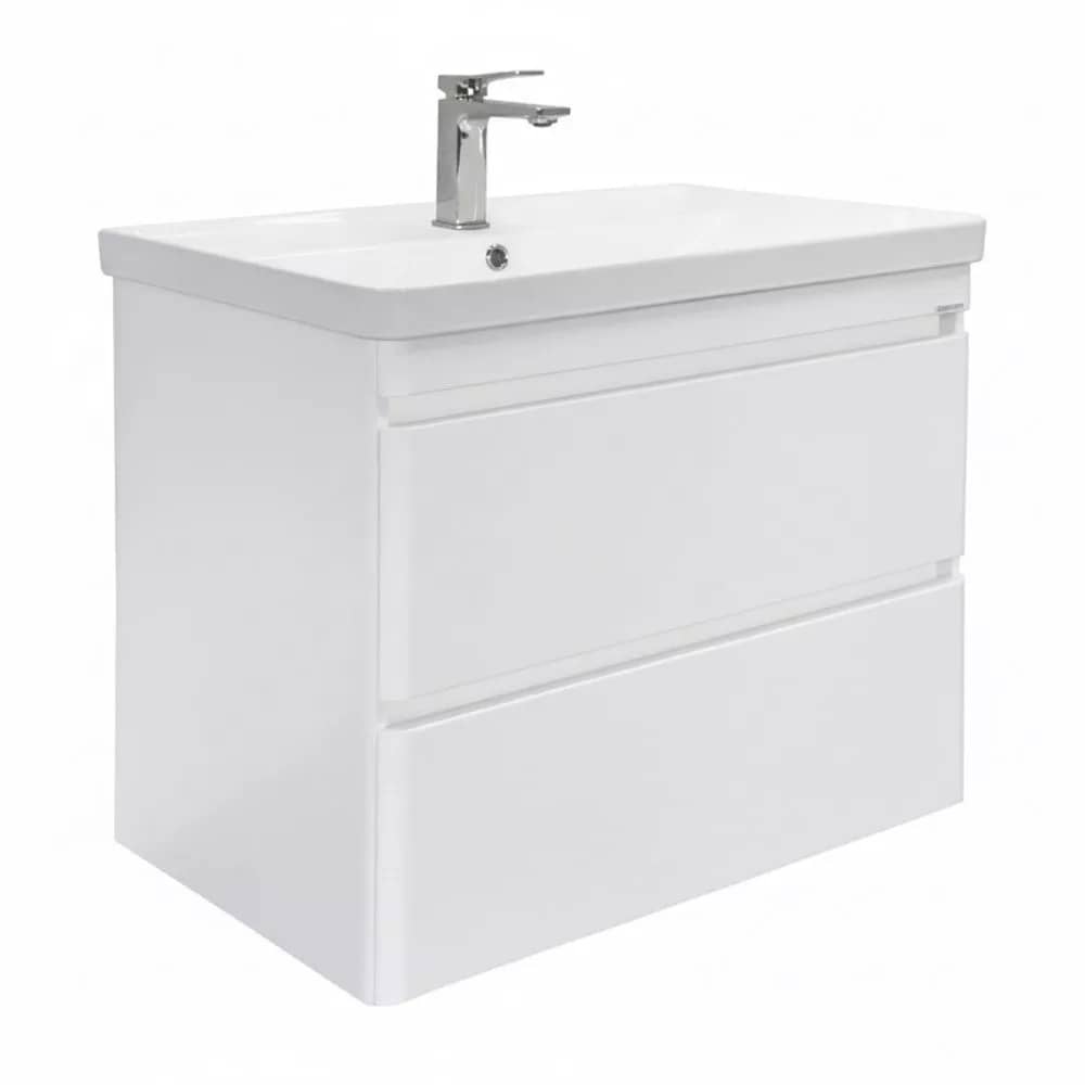 Тумба-умывальник подвесная Comforty Енисей-80П2 белый глянец c раковиной 4480