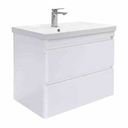 Тумба-умывальник подвесная Comforty Енисей-80П2 белый глянец c раковиной 4480