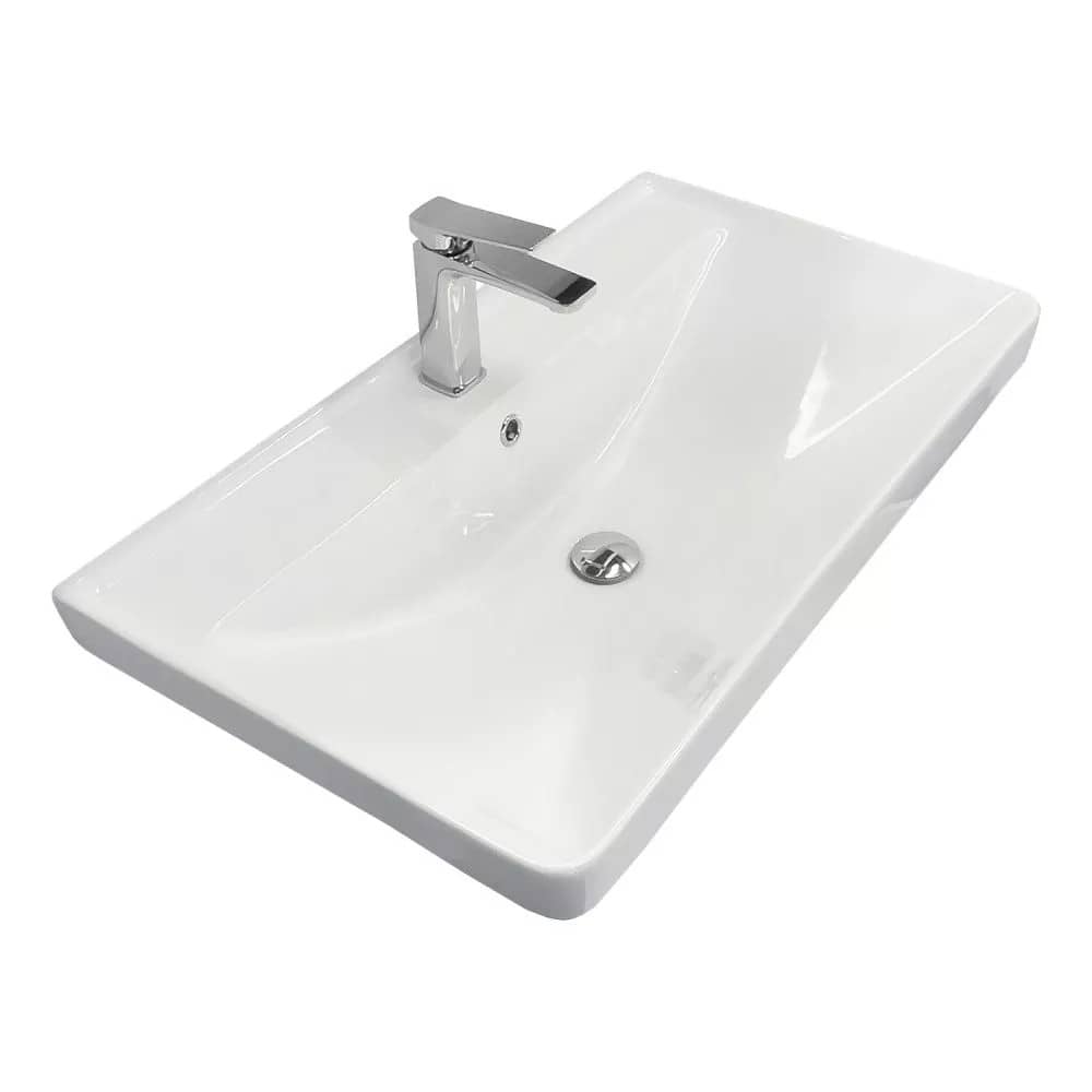 Тумба-умывальник подвесная Comforty Енисей-80П2 белый глянец c раковиной 4480