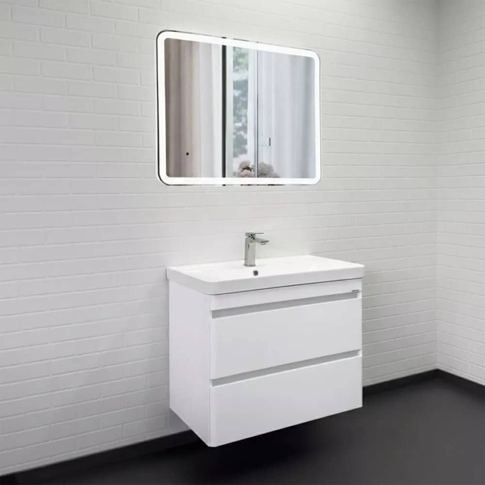 Тумба-умывальник подвесная Comforty Енисей-80П2 белый глянец c раковиной 4480