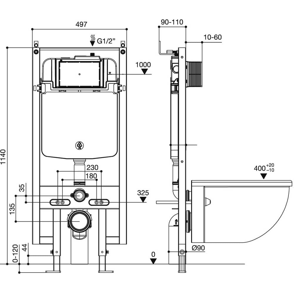 Комплект подвесного унитаза с сиденьем, инсталляцией и двойной клавишей смыва (хром) Jacob Delafon Rodin+ E39933-CP