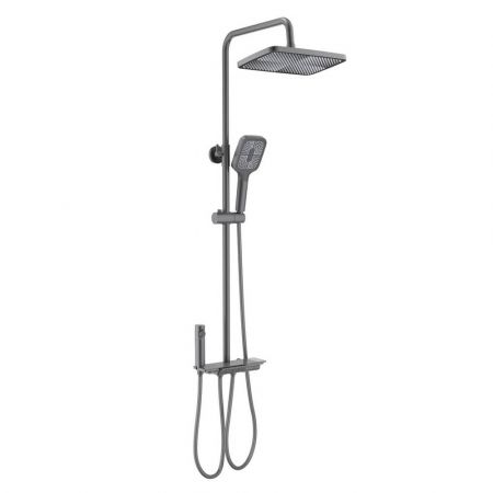 Душевая система с тропическим и гигиеническим душем, изливом и ручной лейкой Aquatek Поларис AQ3040BGM, черный хром шлифованный