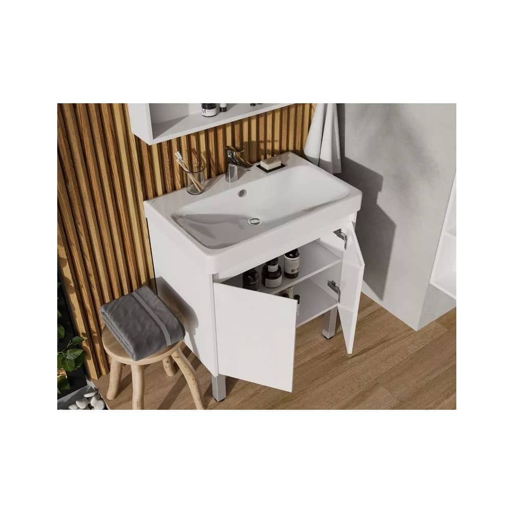 Тумба-умывальник AQUATON Сканди Doors 70 1A278901SD010 белый глянец/белый матовый с раковиной Адриана 70 (1A2789K0SD010)
