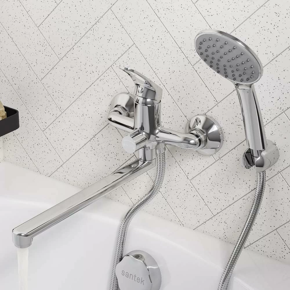 Смеситель для ванны SANTEK Баус с длинным изливом и аксессуарами, хром, WH5A12010C001*** Смеситель для ванны SANTEK Баус с длинным изливом и аксессуарами, хром, WH5A12010C001***