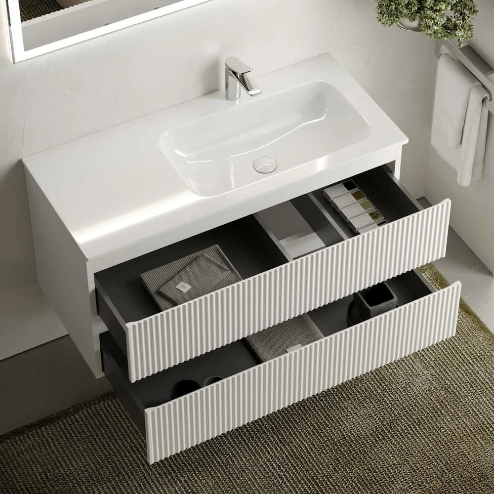 Тумба подвесная 995 Sancos Snob R Bianco SNR100RW правая + раковина Grace CN7015 чаша справа, белый Тумба подвесная 995 Sancos Snob R Bianco SNR100RW правая + раковина Grace CN7015 чаша справа, белый