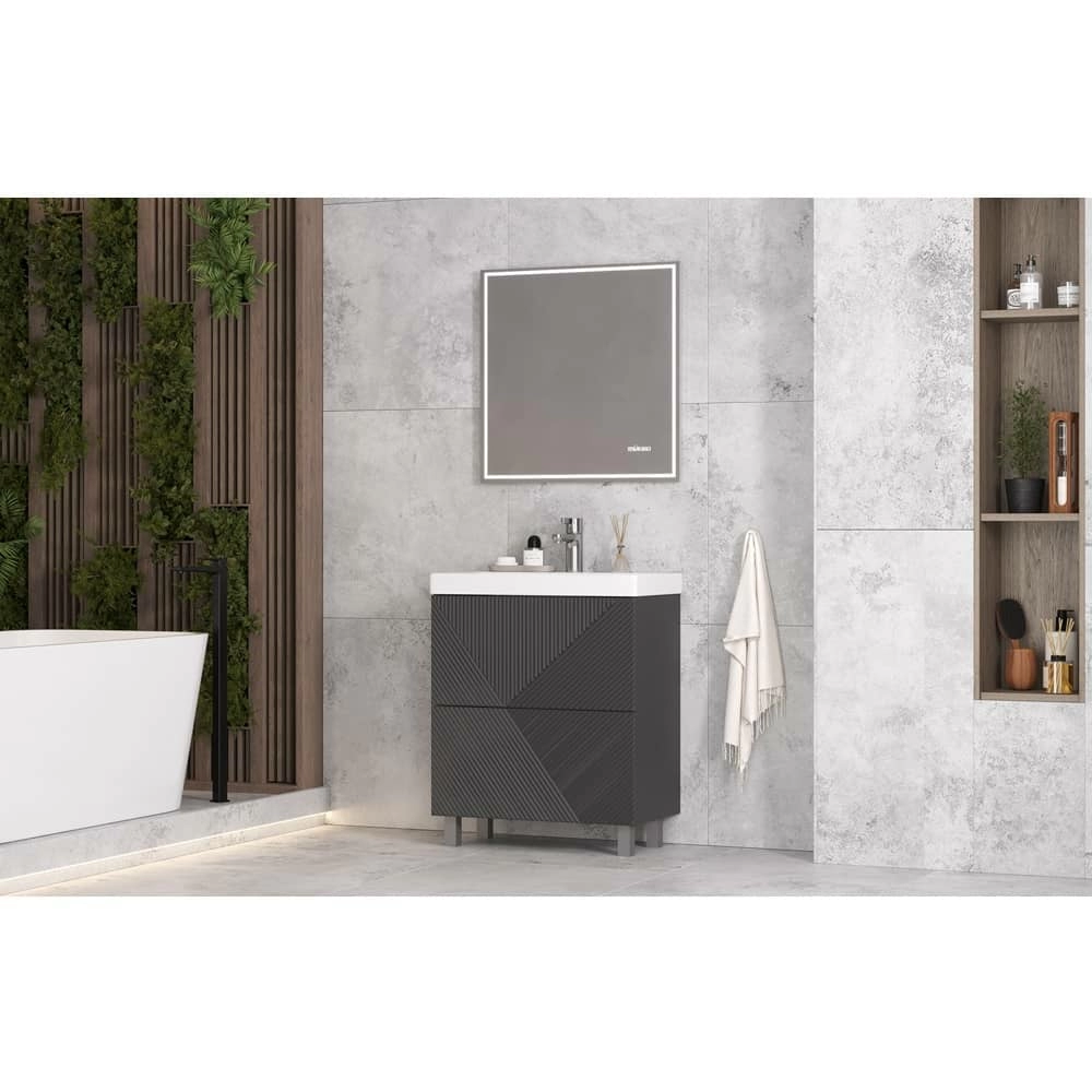 Напольная тумба 80 см Velvex EDGE tnEDG.80.2Y-231 графит с белой раковиной 9696-80*** Напольная тумба 80 см Velvex EDGE tnEDG.80.2Y-231 графит с белой раковиной 9696-80***
