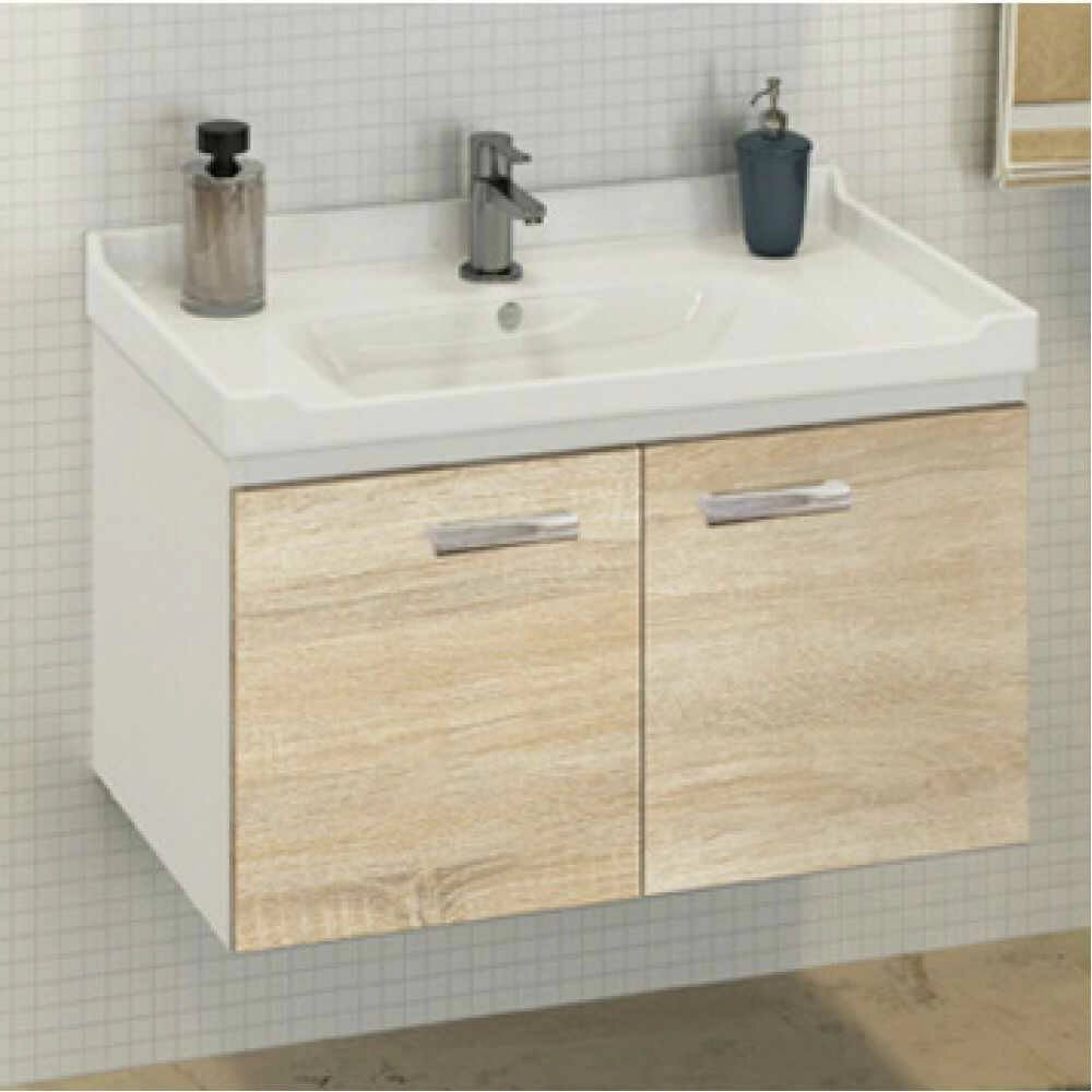 Рига 80 Тумба-умывальник 55х82х47 см Дуб сонома с раковиной Comforty 9335-80 Рига 80 Тумба-умывальник 55х82х47 см Дуб сонома с раковиной Comforty 9335-80