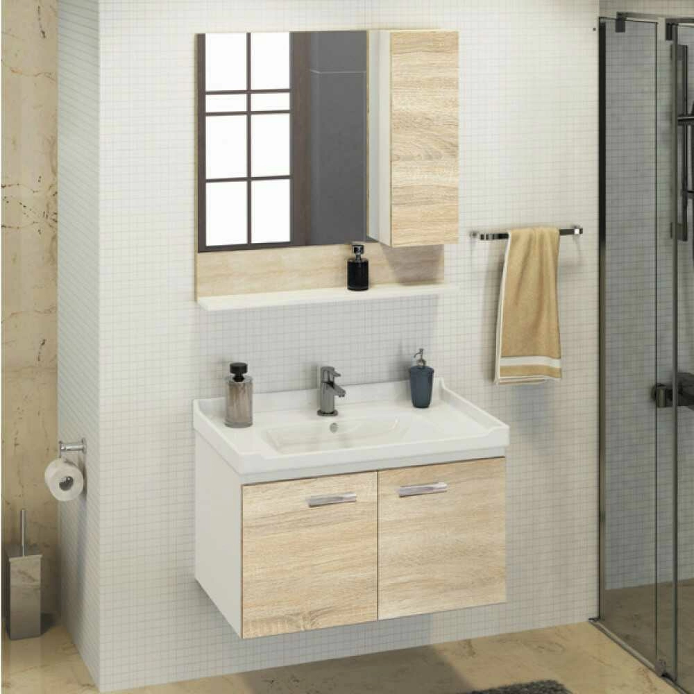 Рига 80 Тумба-умывальник 55х82х47 см Дуб сонома с раковиной Comforty 9335-80 Рига 80 Тумба-умывальник 55х82х47 см Дуб сонома с раковиной Comforty 9335-80