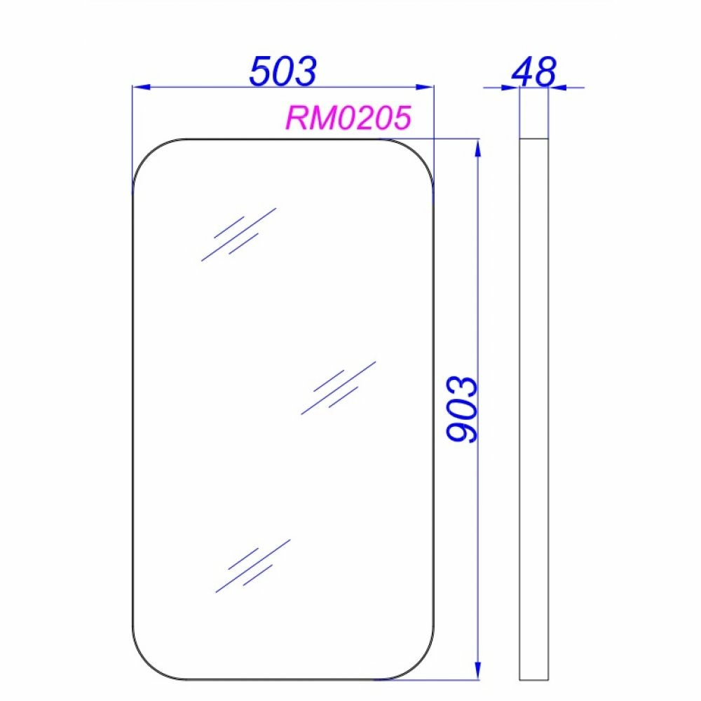 Зеркало RM0205W в металлической раме, белый 500*900*40 Зеркало RM0205W в металлической раме, белый 500*900*40