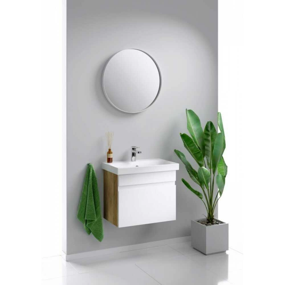 Тумба подвесная Smart 60 T6/DB SRT0106DB + умывальник  MODUO 60 SLIM UM-MOD60SL/1 (дуб балтийский)