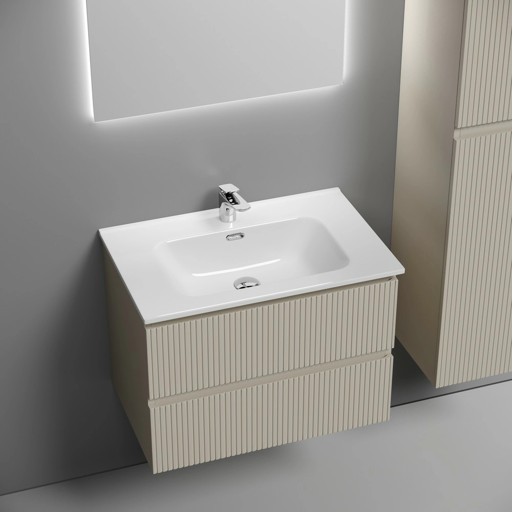 Тумба подвесная 69 см Sancos Snob T Beige Soft SNT70CE бежевый + раковина накладная Element CN7007