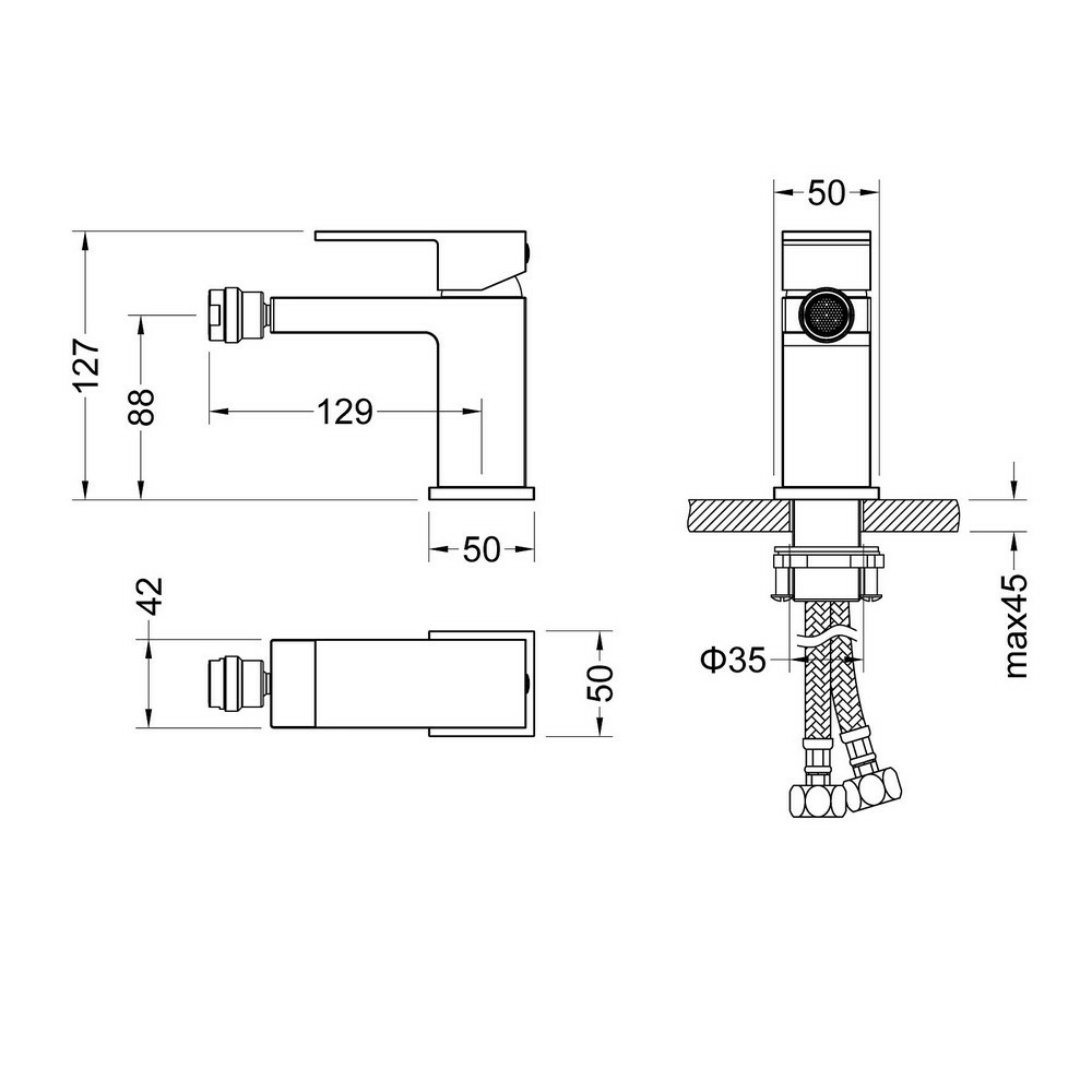 Смеситель Timo Selene 2062/03F для биде, черный Смеситель Timo Selene 2062/03F для биде, черный