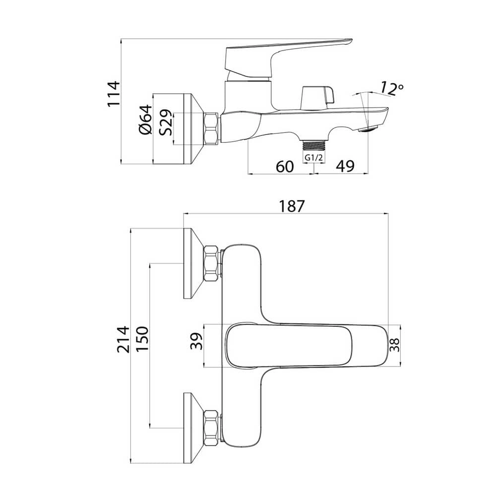 Смеситель для ванны с коротким изливом IDDIS Sign SIGSB02i02WA, хром Смеситель для ванны с коротким изливом IDDIS Sign SIGSB02i02WA, хром