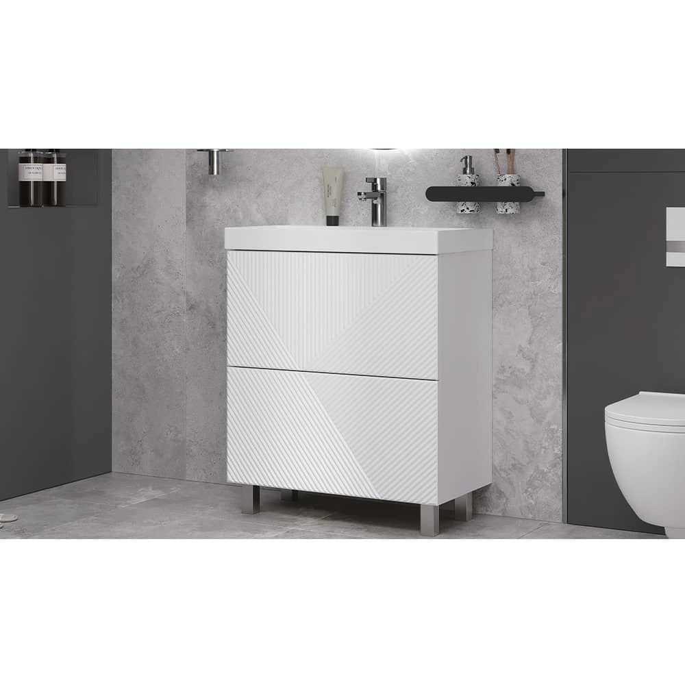 Напольная тумба 80 см Velvex EDGE tnEDG.80.2Y-21 белая с раковиной 9696-80*** Напольная тумба 80 см Velvex EDGE tnEDG.80.2Y-21 белая с раковиной 9696-80***