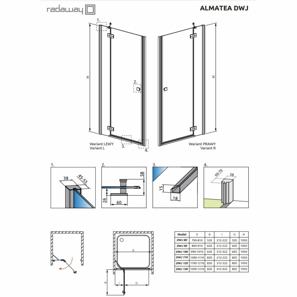 Душевая дверь ALMATEA DWJ 100/R 1000x1950 прозр.стекло/хром 31302-01-01N РАСПРОДАЖА витринный образец Душевая дверь ALMATEA DWJ 100/R 1000x1950 прозр.стекло/хром 31302-01-01N РАСПРОДАЖА витринный образец