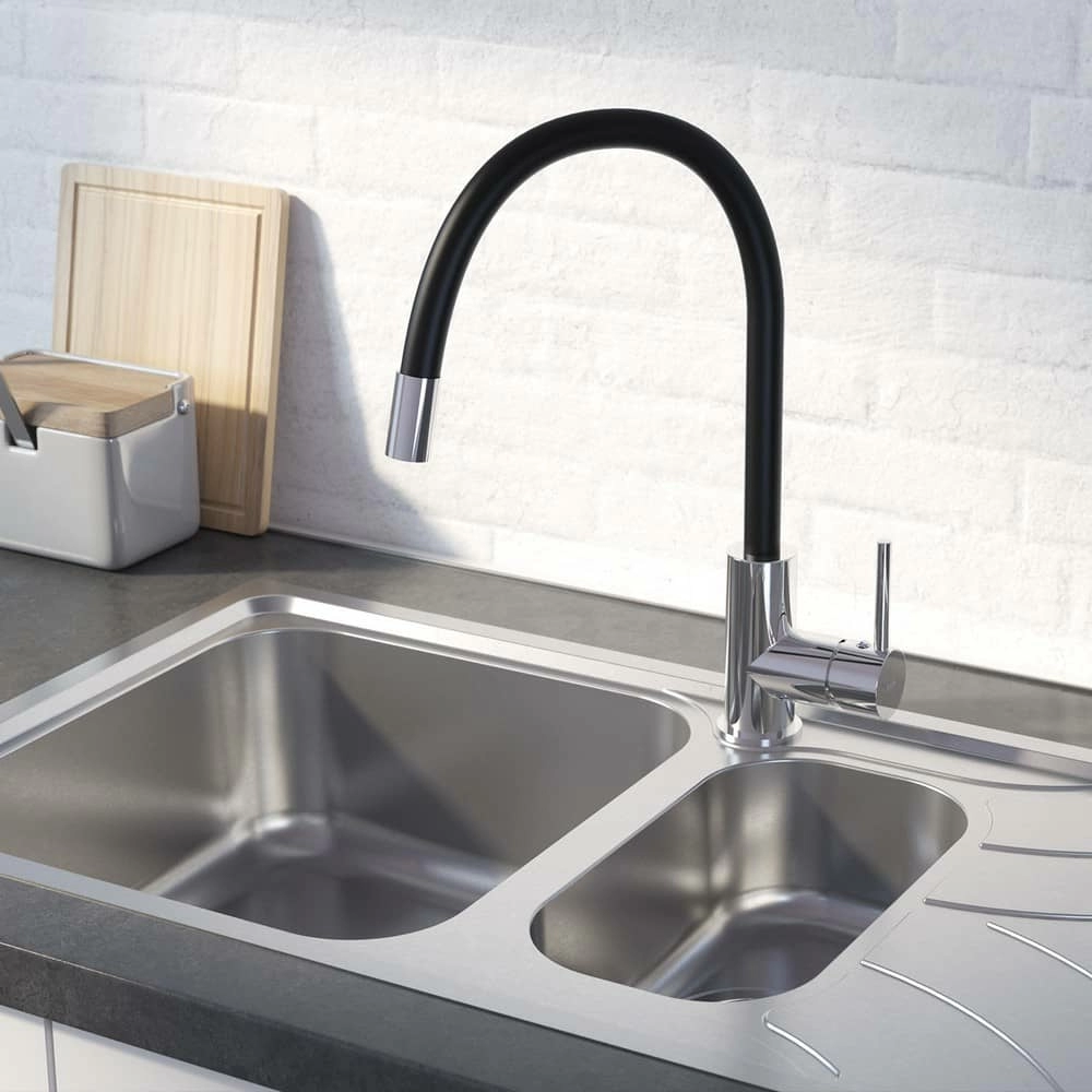 Смеситель для кухни IDDIS Kitchen 360 K36SBJBi05 с гибким изливом, хром, черный Смеситель для кухни IDDIS Kitchen 360 K36SBJBi05 с гибким изливом, хром, черный