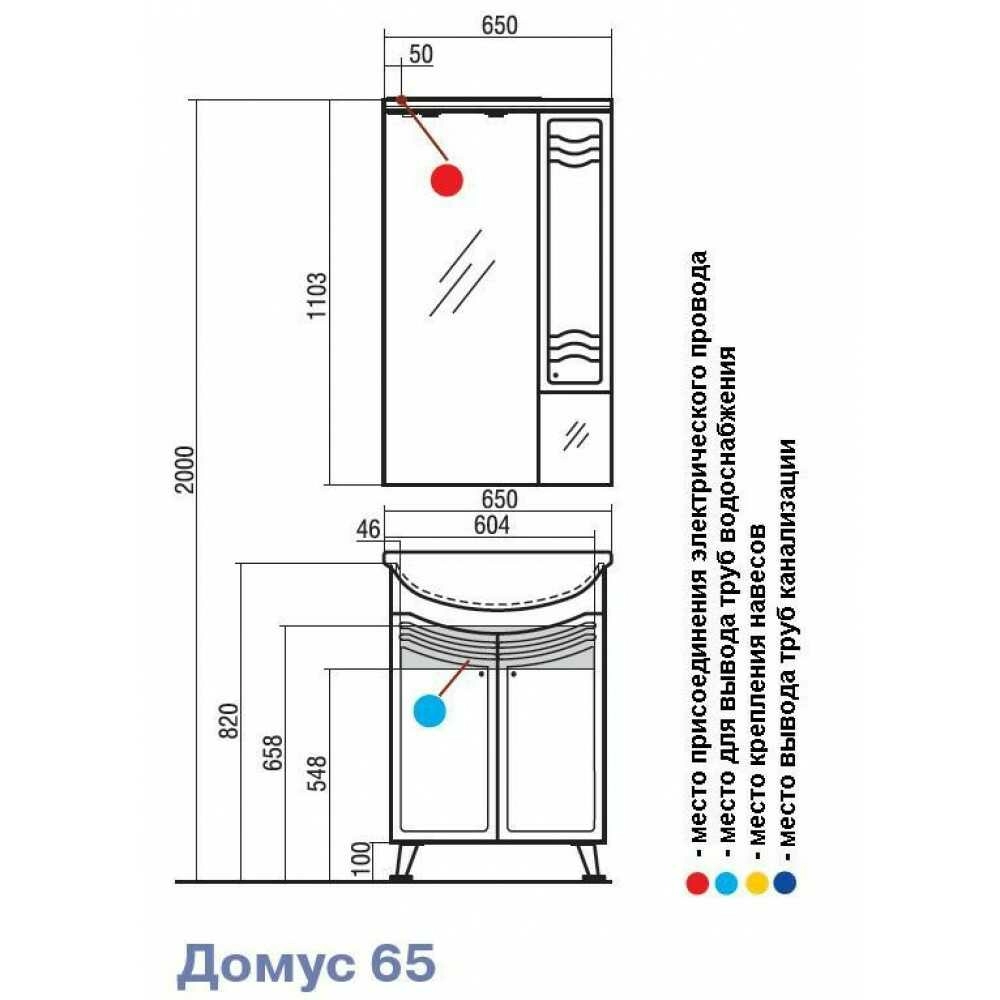 Зеркало ДОМУС-65 82-2 1104*650*166 (лев., прав.) 1A008202DO01 РАСПРОДАЖА