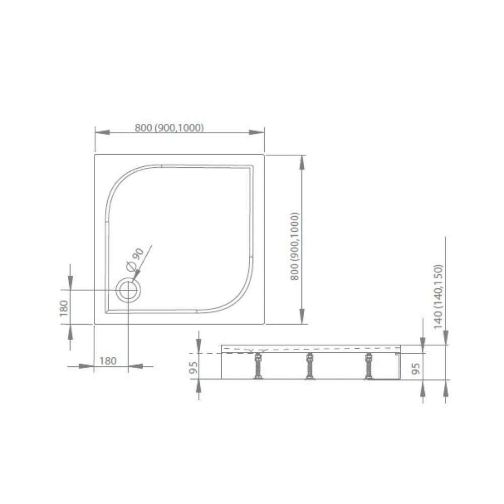 Поддон акриловый DELOS C 900x900x140x10 4C99170-03 + панель