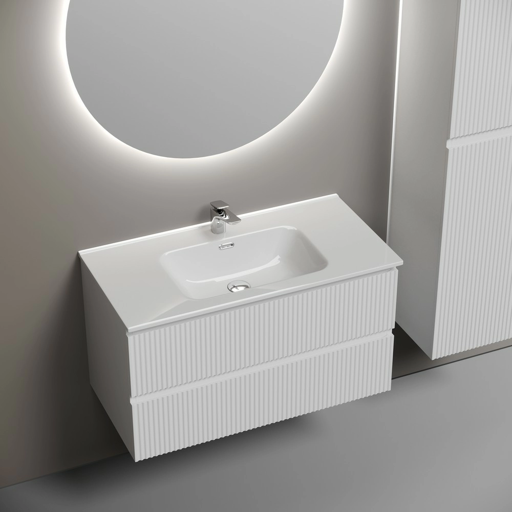 Тумба подвесная 89 см Sancos Snob R Bianco SNR90W + раковина Element CN7002, белый Тумба подвесная 89 см Sancos Snob R Bianco SNR90W + раковина Element CN7002, белый